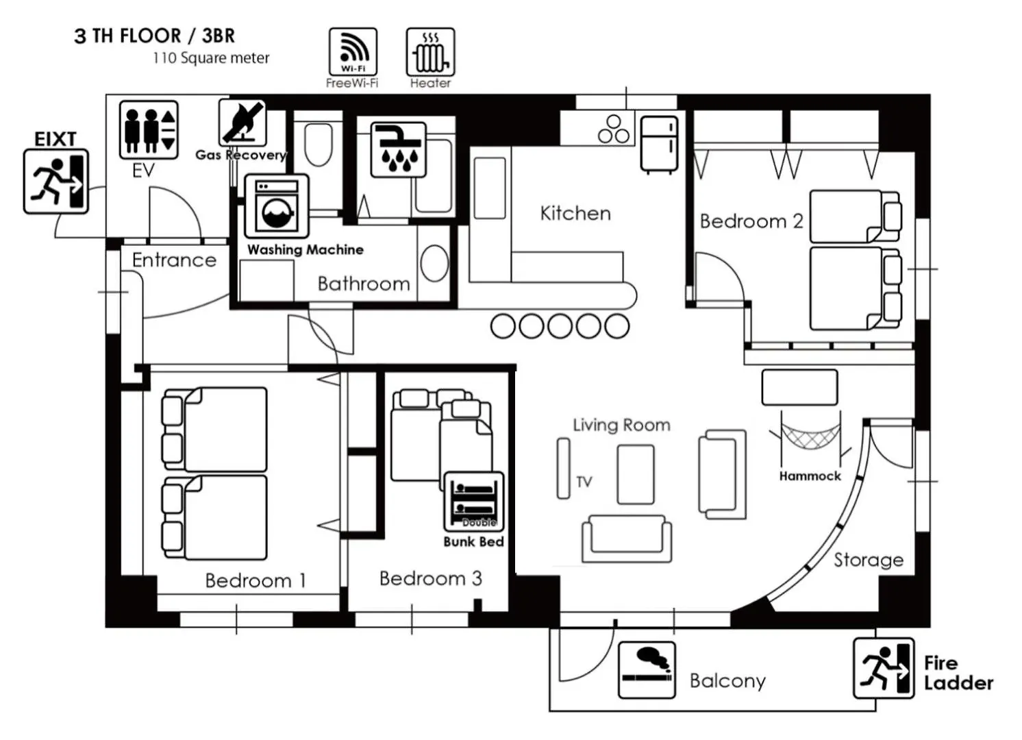 Apartment Nk Bld3F Sapporo 3Ldk 3Br 1 Floor 1 Room Minamijuichijo Japan